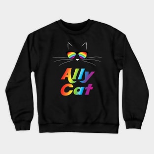 Ally Cat Gay Pride Kitty Face With Rainbow Sunglasses Crewneck Sweatshirt